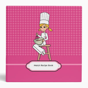 Recipe Binder with Chef Girl Illustration