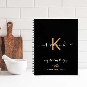 Recipe black vegitarian cookbook name notebook