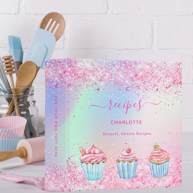 Recipe blush pink sprinkle baking cupcakes binder (Creator Uploaded)