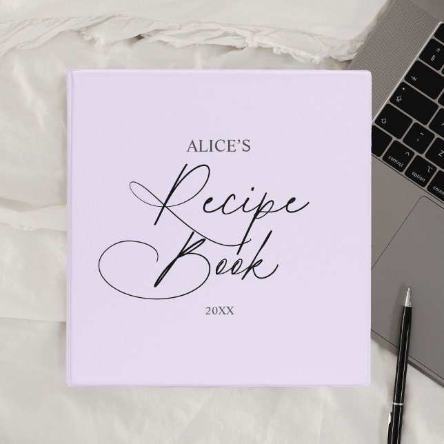 Recipe Book Chic Handwriting Script 3 Ring Binder (Creator Uploaded)