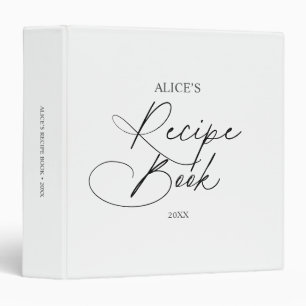 Recipe Book Chic Handwriting Script 3 Ring Binder