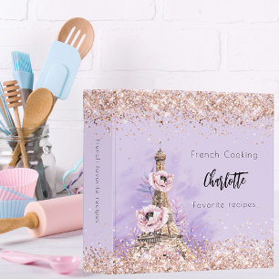 Recipe book french cooking rose gold Paris Eiffel Binder
