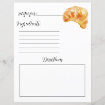 Recipe Book Page for Croissants