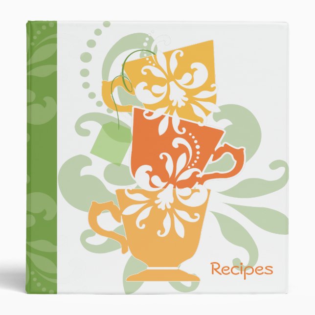 Recipe Book - Tea Cups Binder (Front)