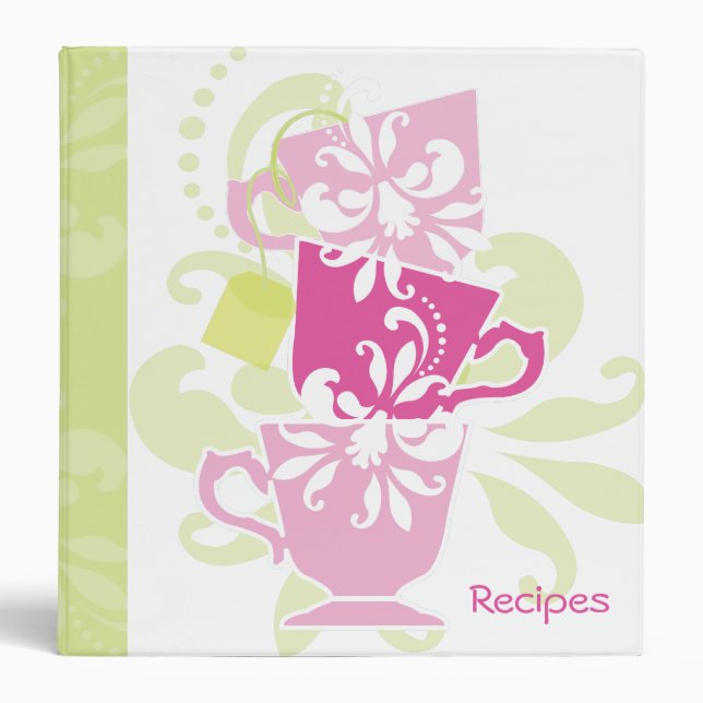 Recipe Book - Tea Cups Binder (Front)