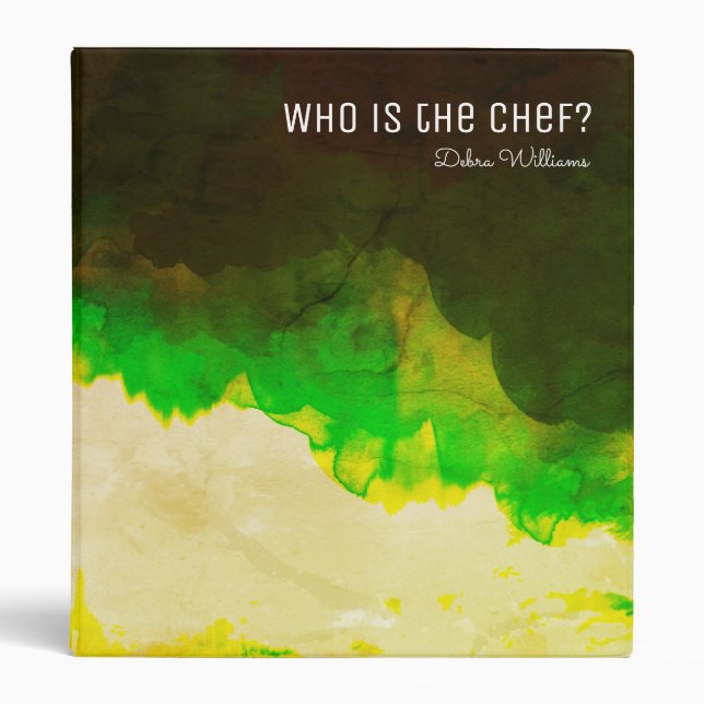 Recipe book with chef name, abstract watercolor binder (Front)