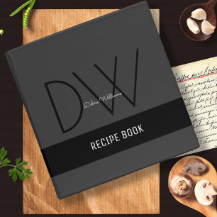 Recipe book with custom monogram, black binder