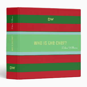 recipe book with custom name, red & green binder