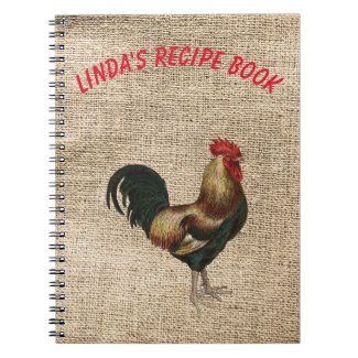 Recipe Book with Rooster and Personalized