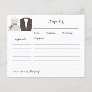 Recipe Card Bride & Groom Bridal Shower