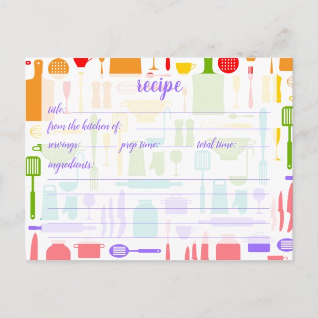 Recipe Card | Colourful Kitchen Tools (Front)