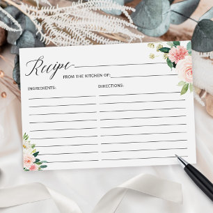 Recipe Card for the Bride Blush Pink Floral