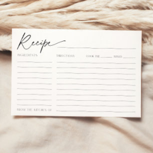 Recipe card for the bride minimal Bridal Shower