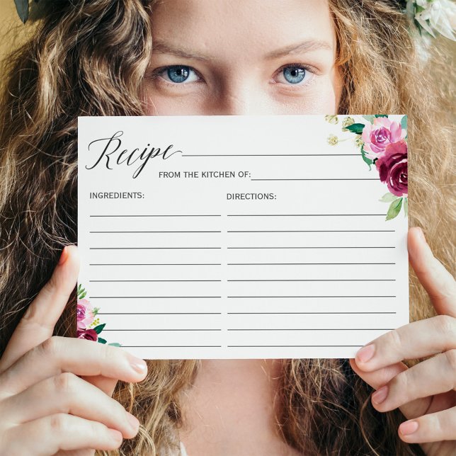 Recipe Card for the Bride Plum Purple Floral (Creator Uploaded)