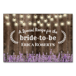 Recipe Card   Lavender Floral Rustic Wood