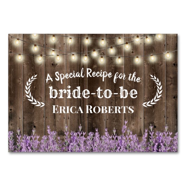 Recipe Card | Lavender Floral Rustic Wood (Front)