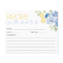 Recipe Card Main Squeeze Blue Citrus Bridal Shower