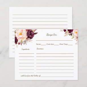 Recipe Card Marsala Flowers Bridal Shower