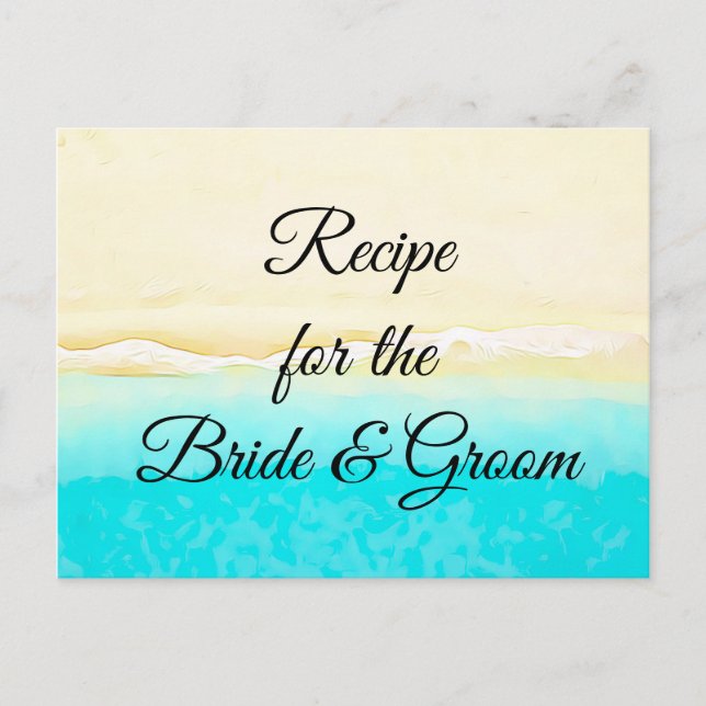 Recipe Card Ocean Shore Beach Themed Wedding (Front)