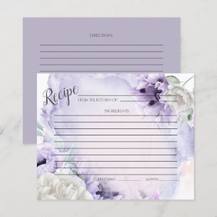 RECIPE CARD   Rustic Watercolor Lilac Poppies