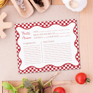 Recipe Card "That's Amore" Red Italy Bridal Shower