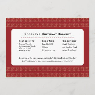 Recipe Card Utensils Red Party Invitation