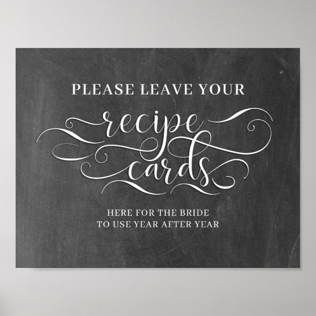 Recipe Cards For The Bride Wedding Sign (Front)