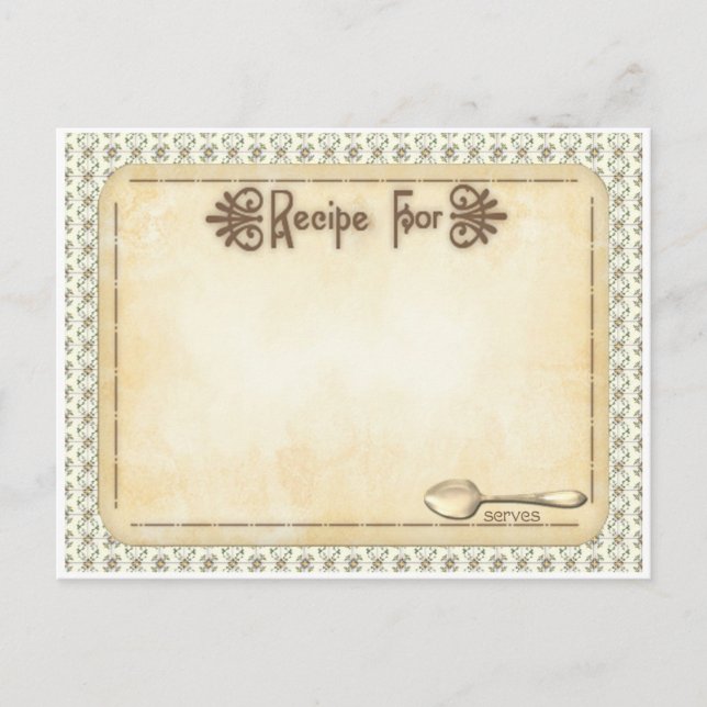 recipe cards  grandmother old timey look (Front)