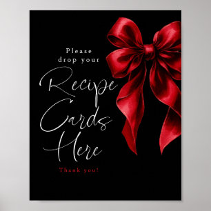 Recipe Cards Red Bow Bridal Shower Sign