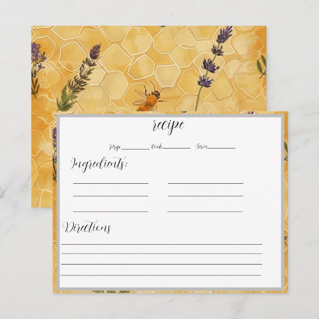 Recipe Cards with Honeycomb Background (Front/Back)