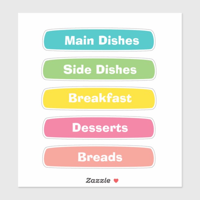 Recipe Category Stickers – Binder Tabs (Sheet)