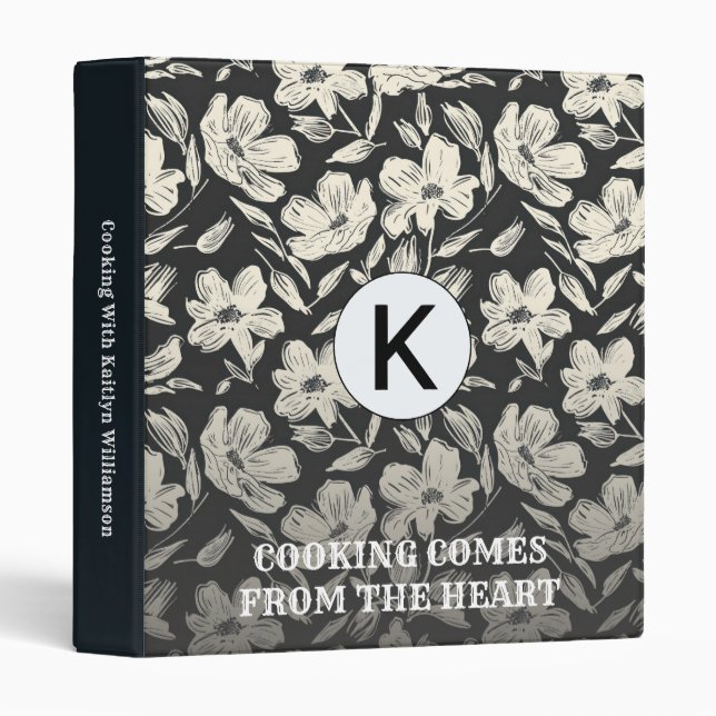  RECIPE COLLECTION FLORAL MONOGRAM MESSAGE  BINDER (Front/Spine)