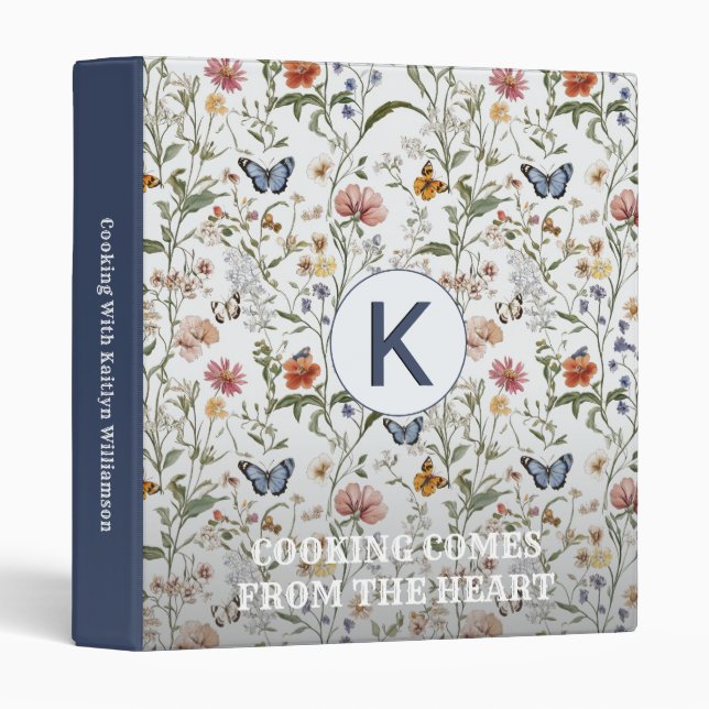 RECIPE COLLECTION FLORAL MONOGRAM MESSAGE  BINDER (Front/Spine)