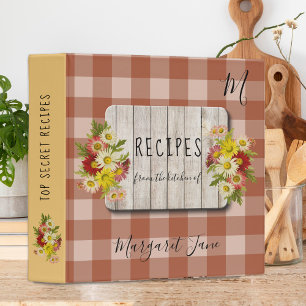 Recipe cookbook country kitchen family monogrammed binder