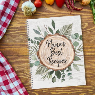 Recipe Cookbook Organizer Rustic Wood Notebook
