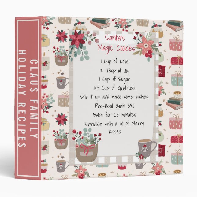 Recipe cookbook pattern Christmas family Binder (Front/Spine)