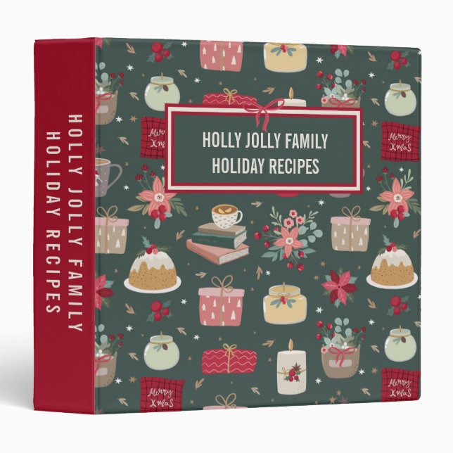 Recipe cookbook pattern Christmas family Binder (Front/Spine)