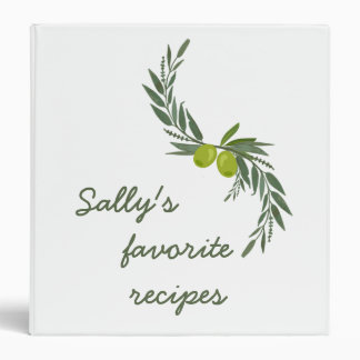 Recipe Cookbook Personalized Mediterranean style Binder
