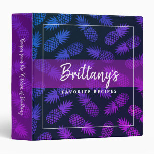Recipe cookbook purple blue ombre pineapple bold binder