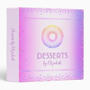 Recipe cookbook purple ombre glitter doughnut binder