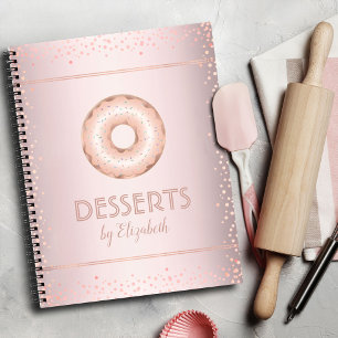 Recipe cookbook rose gold glitter doughnut modern notebook