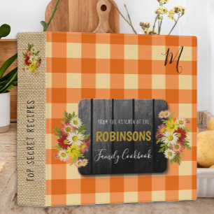 Recipe cookbook rustic kitchen family monogrammed binder