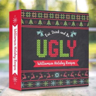 Recipe Cookbook Ugly Christmas Sweater Chalkboard Binder