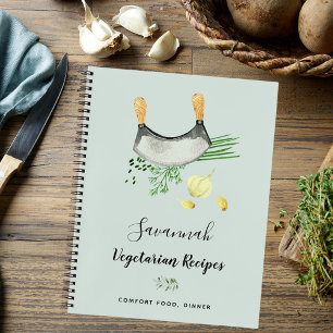 Recipe cooking food vegitarian herbs sage green notebook