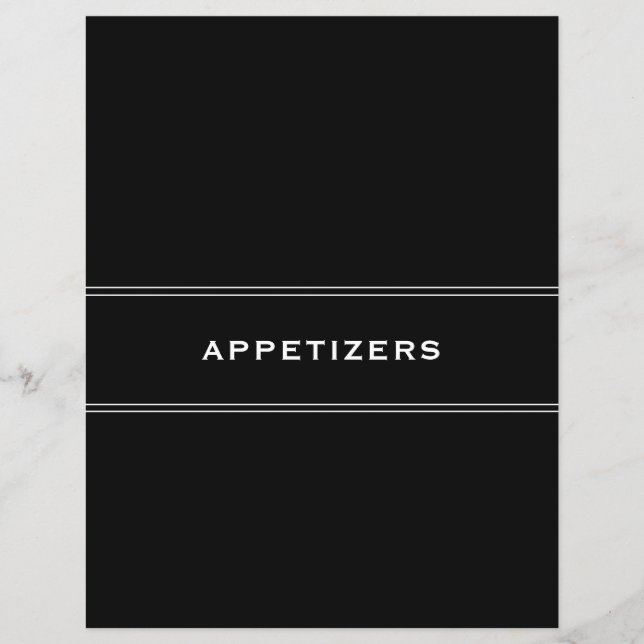 Recipe Divider | Black & White | Appetizers (Front)