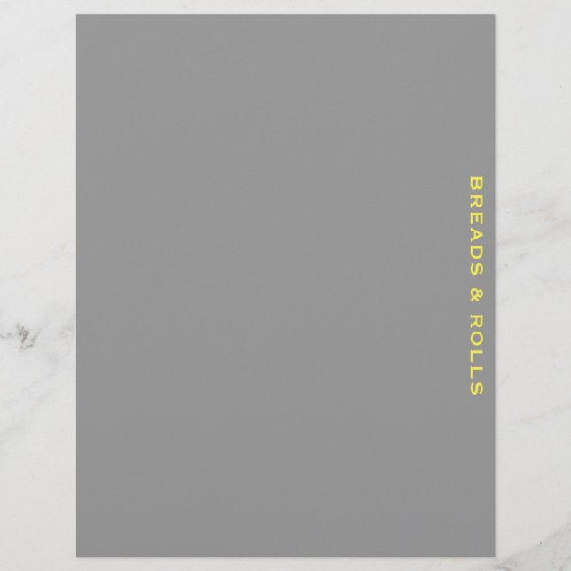 Recipe Divider | Breads & Rolls | Grey & Yellow (Front)