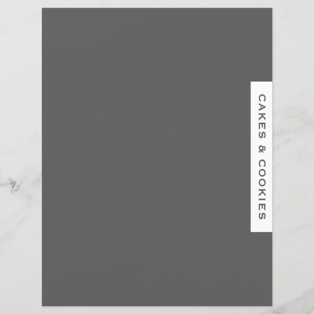 Recipe Divider | Cakes & Cookies | Grey & White (Front)