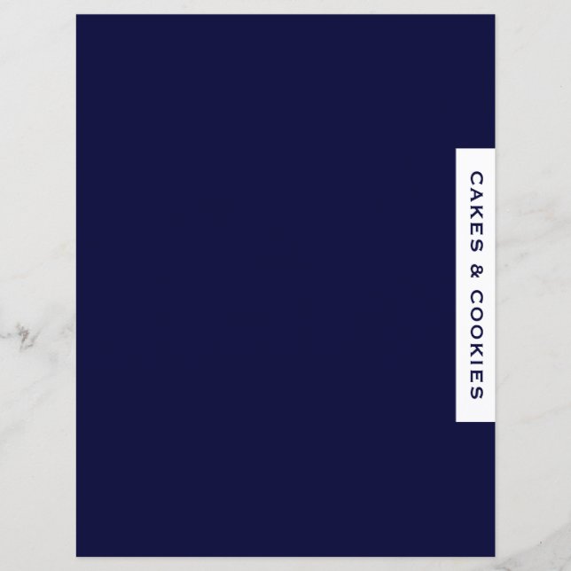 Recipe Divider | Cakes & Cookies | Navy & White (Front)
