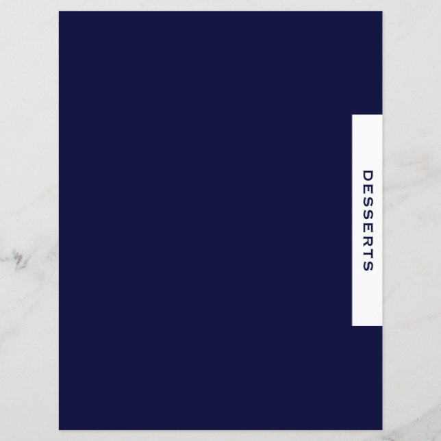 Recipe Divider | Desserts | Simple Navy & White (Front)