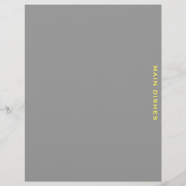 Recipe Divider | Main Dishes | Grey & Yellow (Front)